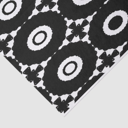 Zwart-wit kruisen en cirkels tissuepapier (Detail)
