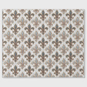 Zwart Wit Kruisluik Stippen Fleur-de-lis Cadeaupapier (Vlak)