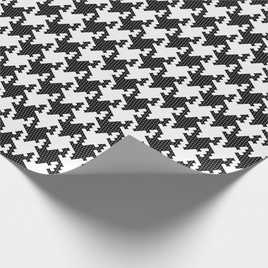 Zwart-wit kruisstik Houndstooth Pied-de-Poule Cadeaupapier (Hoek)
