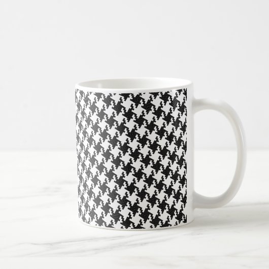 Zwart-wit kruisstik Houndstooth Pied-de-Poule Koffiemok (Rechts)