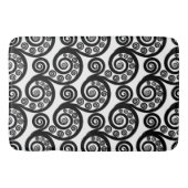  zwart wit krullend wervelingen varenbladpatroon badmat (Voorkant)