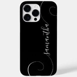 Zwart-Wit Krullende Handtekening Case-Mate iPhone 14 Pro Max Hoesje