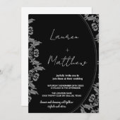 Zwart Wit Kunst Bruiloft Uitnodigingen (Voorkant / Achterkant)