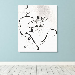Zwart-wit kunst Jane Avril door Toulouse Lautrec Canvas Afdruk