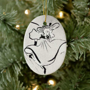 Zwart-wit kunst Jane Avril door Toulouse Lautrec Keramisch Ornament