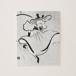 Zwart-wit kunst Jane Avril door Toulouse Lautrec Legpuzzel