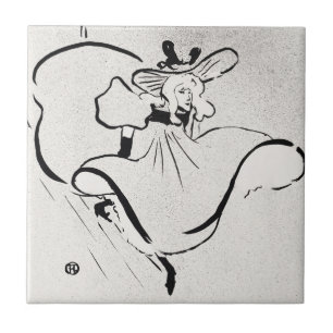 Zwart-wit kunst Jane Avril door Toulouse Lautrec Tegeltje