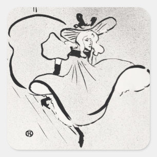 Zwart-wit kunst Jane Avril door Toulouse Lautrec Vierkante Sticker