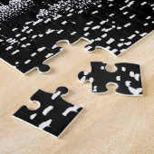 Zwart-wit kunst met Paarse bladeren Legpuzzel (Zijkant)