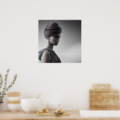 Zwart-wit kunst Monochroom portret Poster (Keuken)