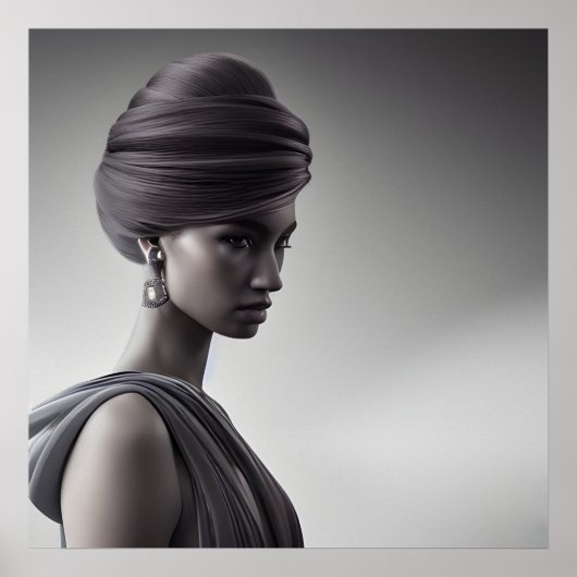 Zwart-wit kunst Monochroom portret Poster (Voorkant)