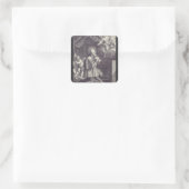 Zwart-wit Kunst van Sint Franciscus de Sales Vierkante Sticker (Tas)