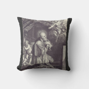 Zwart-wit kunst van Sint-Franciscus van Sales Kussen