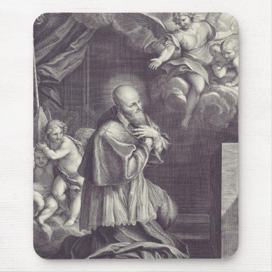 Zwart-wit kunst van Sint-Franciscus van Sales Muismat (Voorkant)