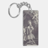 Zwart-wit kunst van Sint-Franciscus van Sales Sleutelhanger (Voorkant Links)