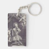 Zwart-wit kunst van Sint-Franciscus van Sales Sleutelhanger (achterkant)