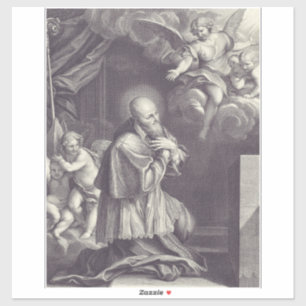 Zwart-wit kunst van Sint-Franciscus van Sales Sticker