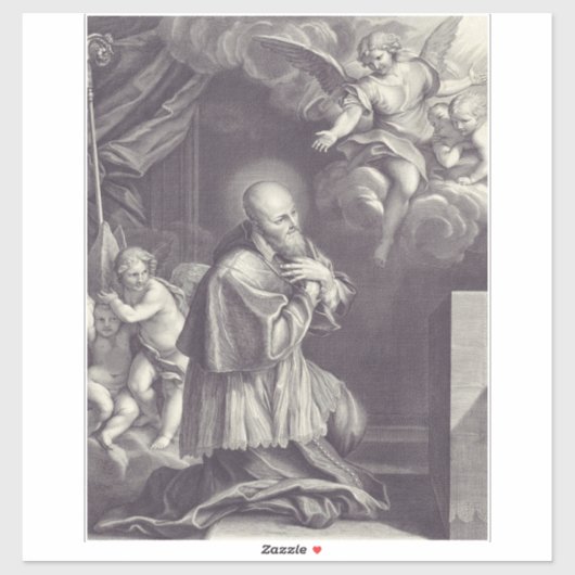 Zwart-wit kunst van Sint-Franciscus van Sales Sticker (Vel)