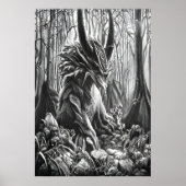 zwart - wit kunstbeest in het bos | AI Art. Poster (Voorkant)