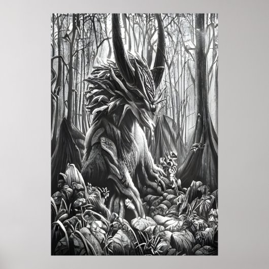 zwart - wit kunstbeest in het bos | AI Art. Poster (Voorkant)