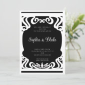 zwart-wit kunstdecohuwelijk kaart (Staand voorkant)