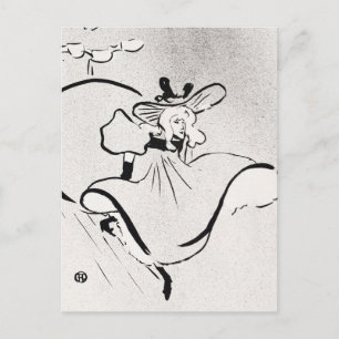 Zwart-wit kunstwerk Jane Avril door Toulouse Lautr Briefkaart