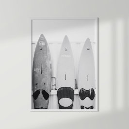 Zwart-wit Kust Surf Boards Poster