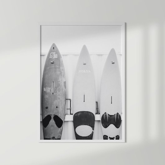 Zwart-wit Kust Surf Boards Poster