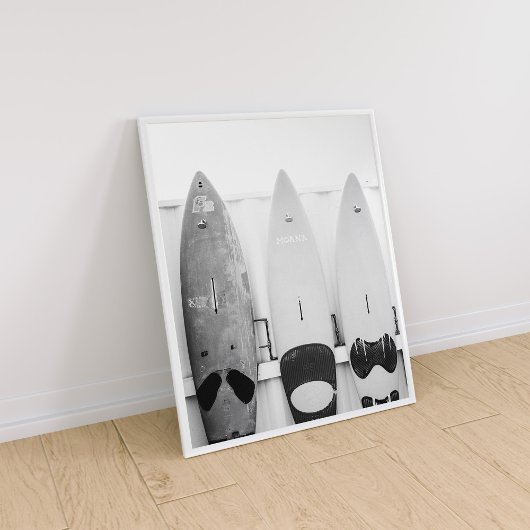 Zwart-wit Kust Surf Boards Poster