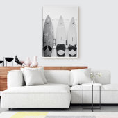 Zwart-wit Kust Surf Boards Poster