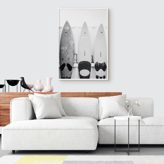Zwart-wit Kust Surf Boards Poster