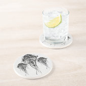 Zwart & Wit Kwallen-Tattoo Kunst Zandsteen Onderzetter (Zijkant)