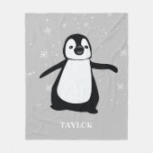 Zwart Wit Kwekerij Naam Schattige Baby Penguin Fleece Deken (Voorkant)