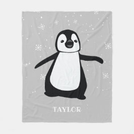 Zwart Wit Kwekerij Naam Schattige Baby Penguin Fleece Deken