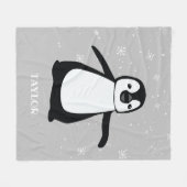 Zwart Wit Kwekerij Naam Schattige Baby Penguin Fleece Deken (Voorkant (Horizontaal))