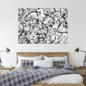 ZWART-WIT L - Action schilderij -Abstract- Canvas Afdruk (Insitu (Slaapkamer))