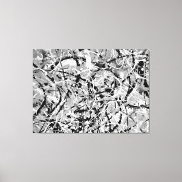 ZWART-WIT L - Action schilderij -Abstract- Canvas Afdruk