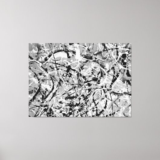 ZWART-WIT L - Action schilderij -Abstract- Canvas Afdruk (Voorkant)