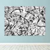 ZWART-WIT L - Action schilderij -Abstract- Canvas Afdruk (Insitu (Houten vloer))