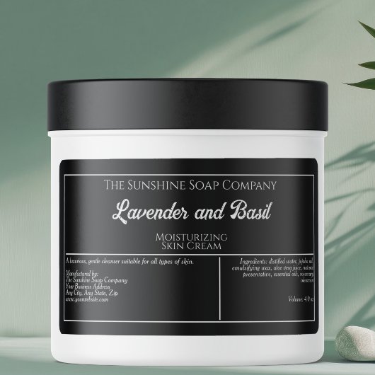 Zwart-wit label voor zeep cosmetica pot