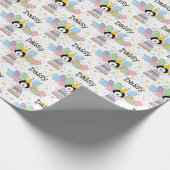 Zwart wit labradoodle hond verjaardag cadeaupapier (Hoek)