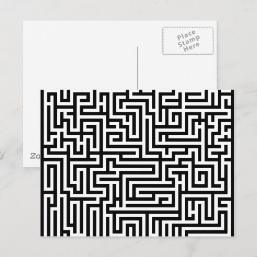 Zwart-wit labyrint briefkaart (Voorkant / Achterkant)