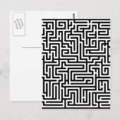 Zwart-wit labyrint briefkaart (Voorkant / Achterkant)