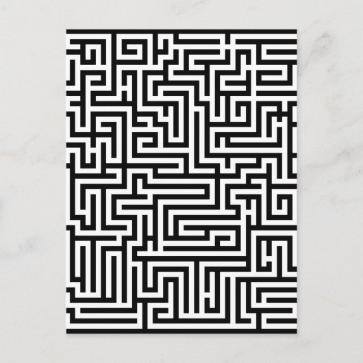 Zwart-wit labyrint briefkaart (Voorkant)