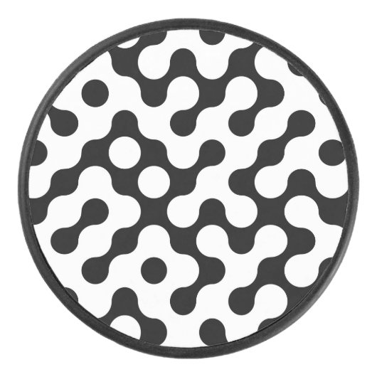 Zwart wit labyrint patroon hockey puck (Voorkant)