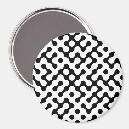 Zwart wit labyrint patroon magneet (Voorkant / Achterkant)