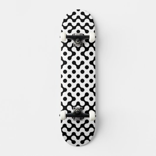 Zwart wit labyrint patroon persoonlijk skateboard (Voorkant)