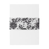 Zwart-wit Lace Belly Band Uitnodigingen Wikkel (Achterkant Voorbeeld)