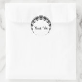 Zwart-wit Lacey Bedankt Ronde Sticker (Tas)