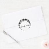 Zwart-wit Lacey Bedankt Ronde Sticker (Envelop)